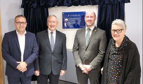 L-R Chief Executive of NHS Golden Jubilee Gordon James, NHS Education for Scotland Chair David Garbut, Cabinet Secretary for Health and Social Care Neil Grey, NHS Golden Jubilee Chair Susan Douglas-Scott